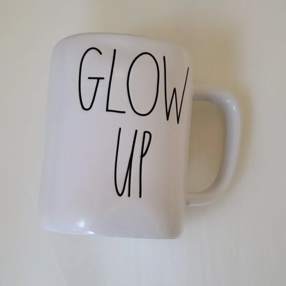 Rae Dunn Mug Glow Up Artisan Collection Ivory White Matte Coffee Cup